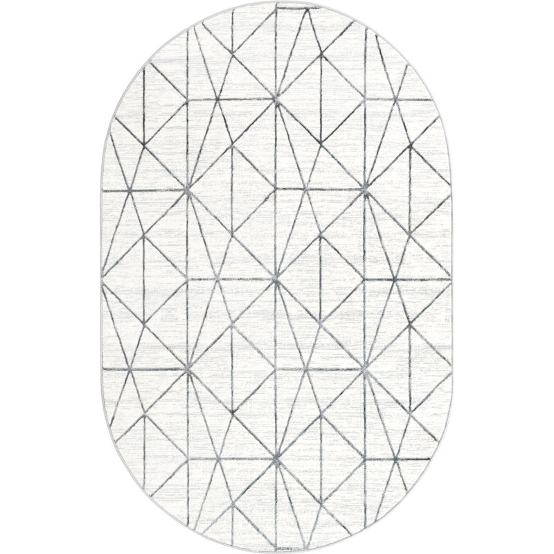 Eshin Abstract Indoor Rug, Oval 5'3" x 8'
