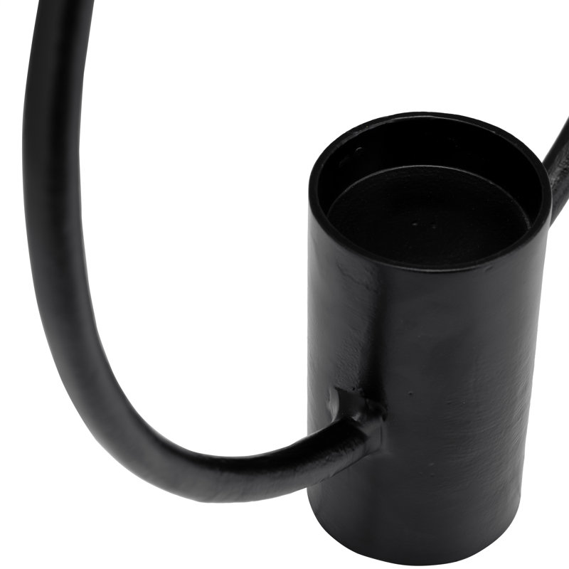 Set of 2 Metal Decorative Ring Candle Holders Contemporary Abstract Black Aluminum Ring Candle