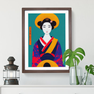Colourful Geisha No.5 1 Piece Single Picture Frame Painting
