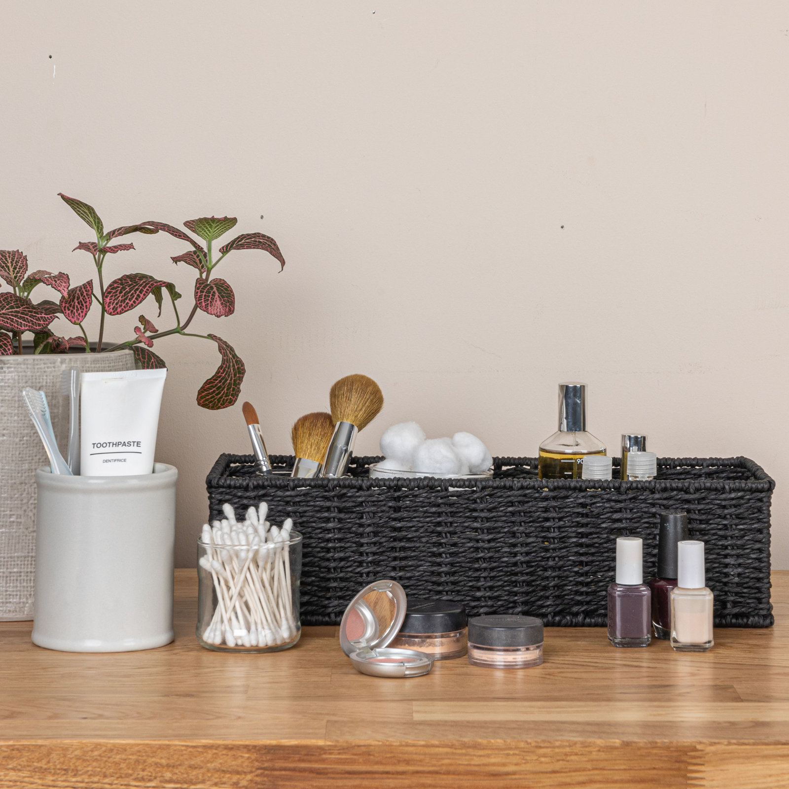 Handwoven Storage Bin, Black