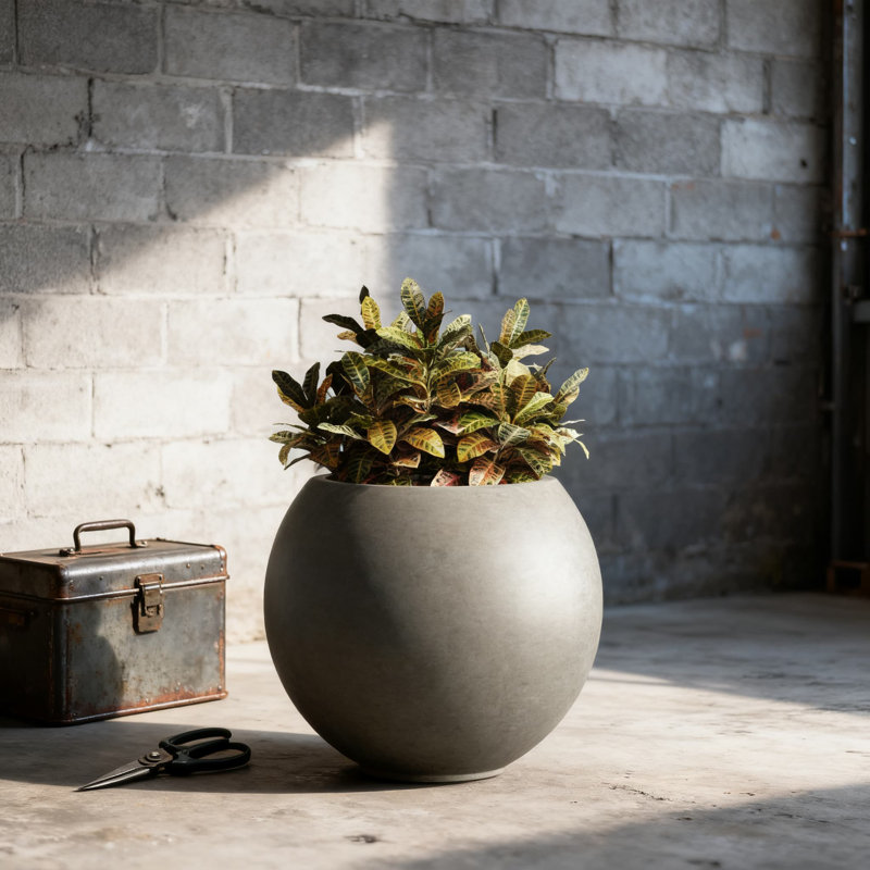 Pot à fleurs en béton avec système de drainage Modern Sphere Modern