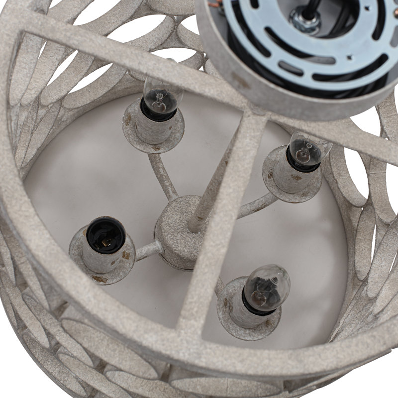 4-Light Vintage Semi-Flush Mount Ceiling Light, Distressed White