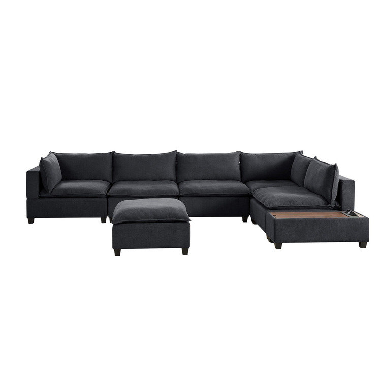Gouvernour Modular Sectional Sofa with Ottoman and USB Storage Console Table