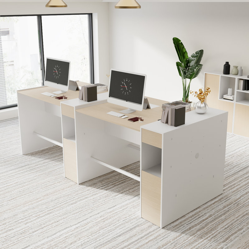 Okeysen Modular 4 Person Bar Height Benching Workstation with Storage & Outlets, Stand Up Desk For Office