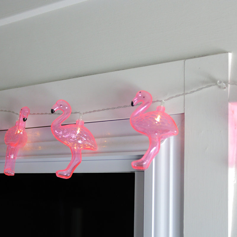 Guirlande de 10 flamants roses - blanc chaud