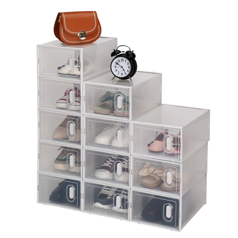 Shoe Storage Boxes 12 Pack Clear Plastic Stackable