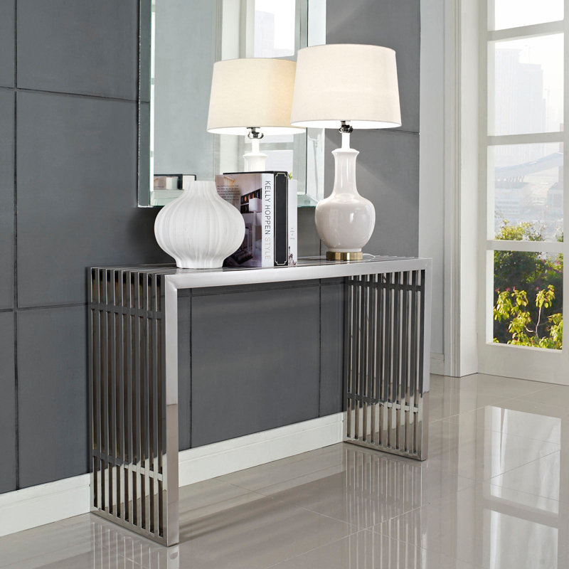 Console moderne en acier inoxydable Gridiron Modway