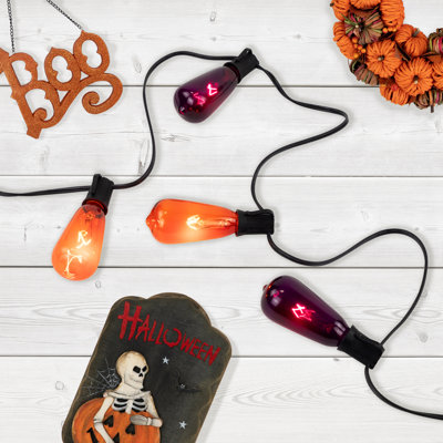 Ensemble de 10 lumières mauves et orange Edison E17 10 pi en fil noir 9 pi