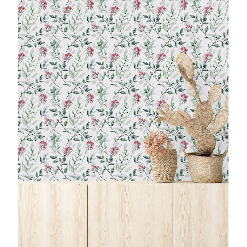 Fleurs sauvages sur fond blanc, L 2,08 pi x L 18,75 pi