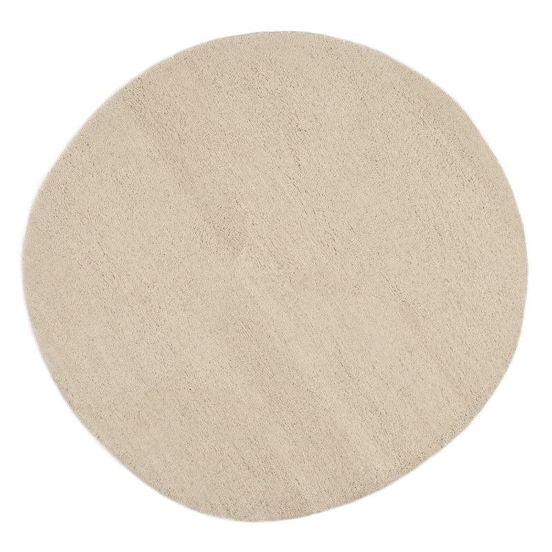 Taza Royal Handmade Wool Berber Rug Pinney in Cream, Round 200cm