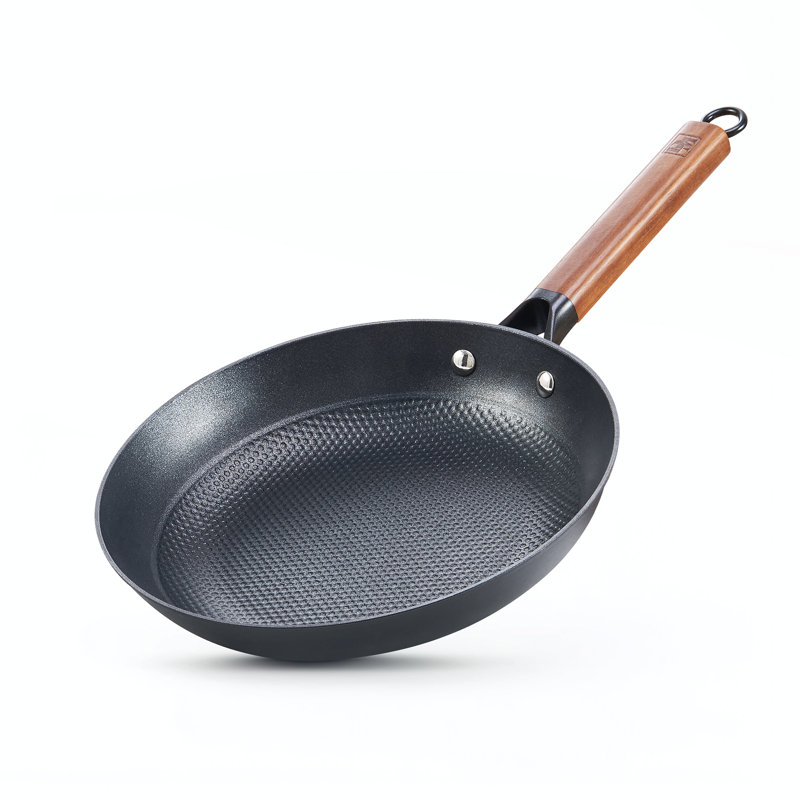 Poêles antiadhésives en fonte de 8 po de diamètre, poêle à frire avec poignée en bois d'acacia amovible, poêle à œufs omelette antiadhésif en nid d'abeille, plaques de cuisson faciles à nettoyer, compatibles avec toutes les surfaces de cuisson