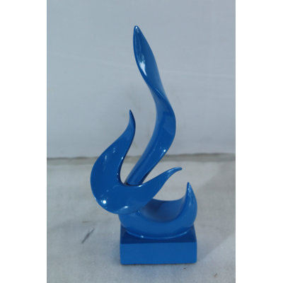 NIFAO Resin Abstract Flame Sculpture –Bold Blue Indoor/Outdoor Modern Art Statue with Glossy Finish, Contemporary Decorative Accent for Homes, Offices & Creative Spaces 6" x 3" x 12"H