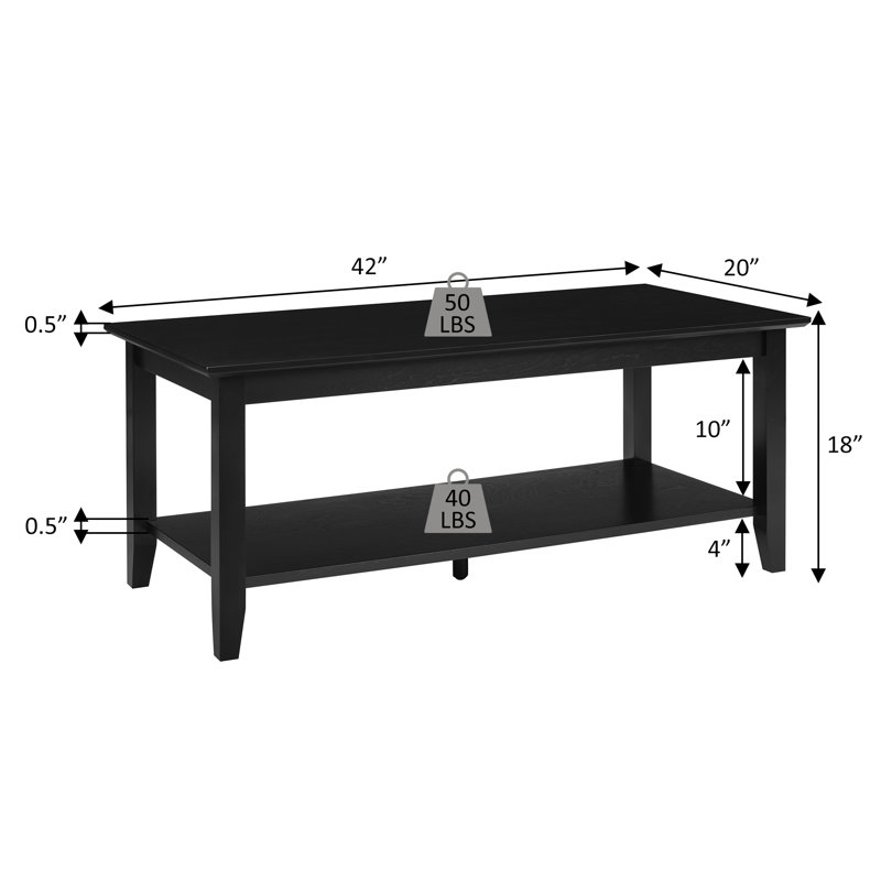 Winston American Heritage Rectangle Coffee Table with Shelf, Espresso