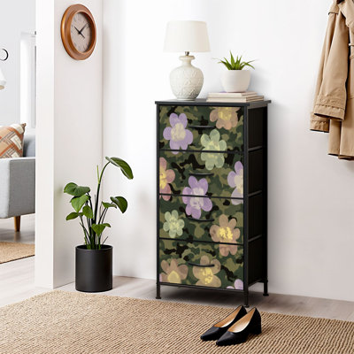 4 Drawer Dresser for Bedroom, Narrow Chest of Drawers, Wooden Top and Study Iron Frame 18"x37.5"-(WxH)