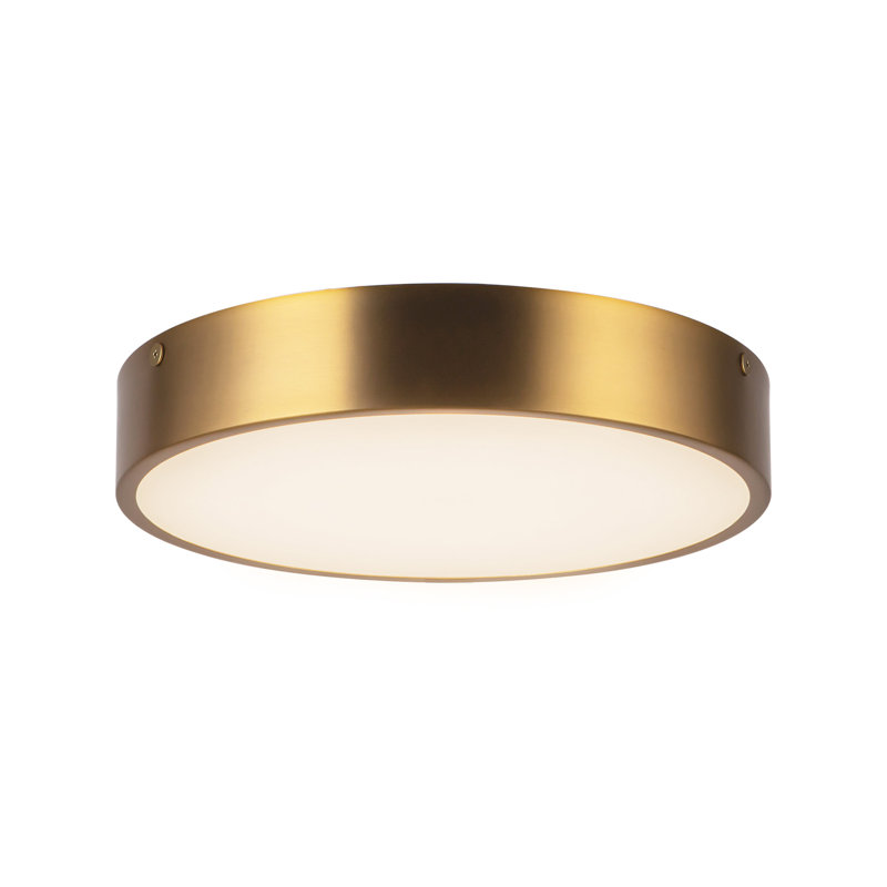 Orland Steel LED Flush Mount, Aged Gold, 2" H x 11.13" W x 11.13" D