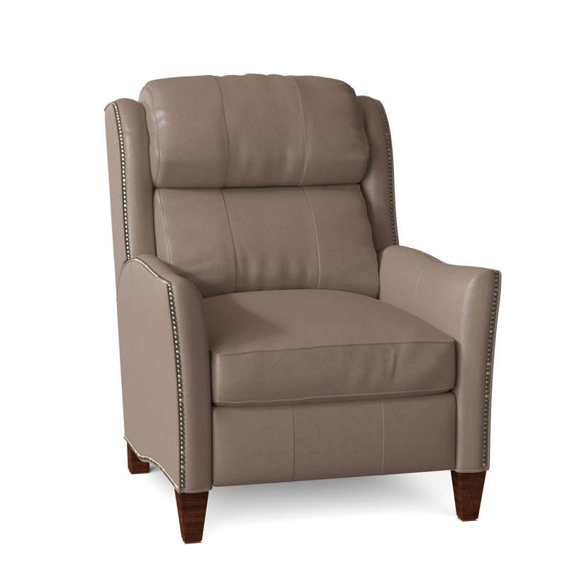 Fauteuil inclinable en cuir Lancaster, Cuir véritable blanc Milestone, Acajou, Manuel
