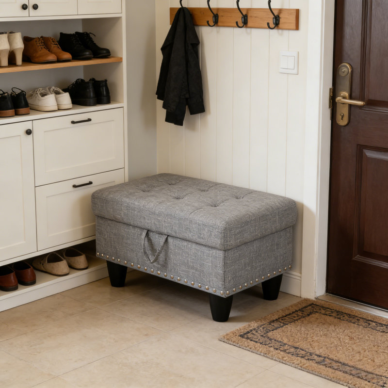 Repose-pieds en lin avec rivets