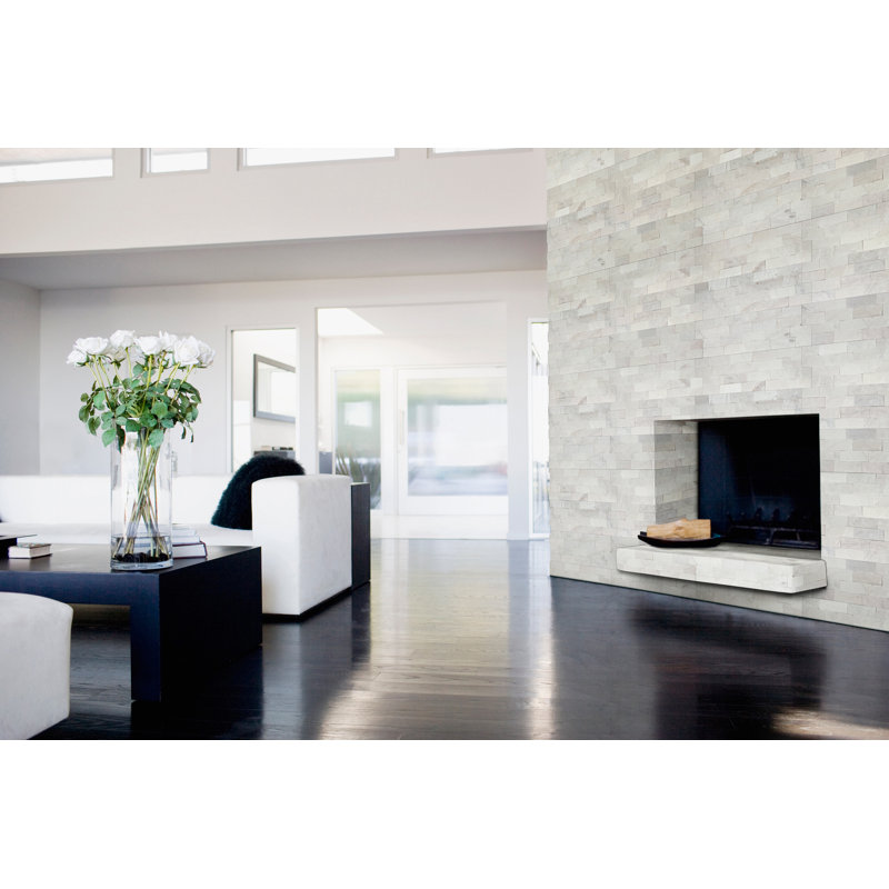 Stonecrest Celestine 6 in. x 18 in. Honed Marble Ledger Corner Wall Tile, Snow