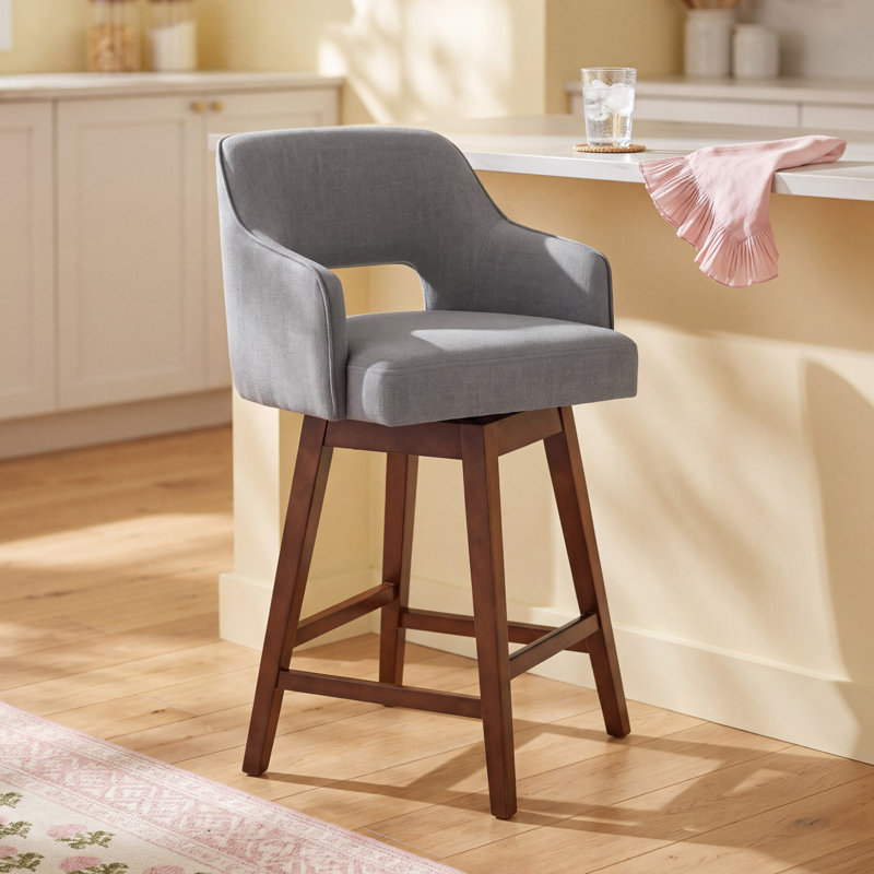 Lainey Upholstered Counter Stool, Effie Flint Performance Linen