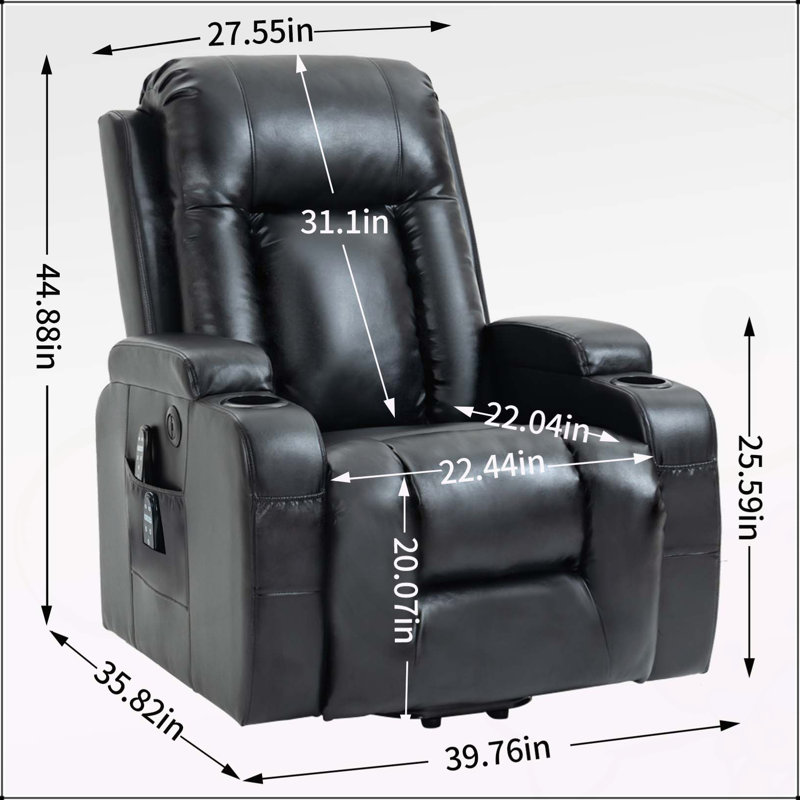 Infinite Position Power Lift Recliner Chair with Massage and Heat for Elderly, Black