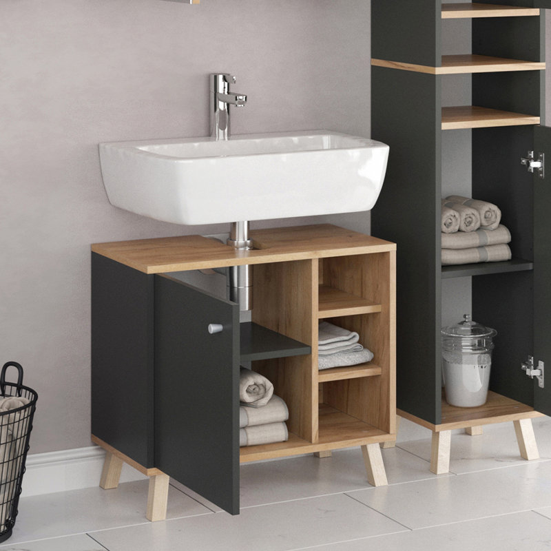 Viewcrest Single Bathroom Vanity Base Only, Black/Brown