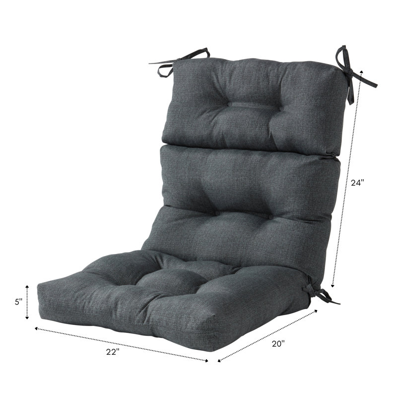 Lester Outdoor High Back Chair Cushion, Carbon, 2