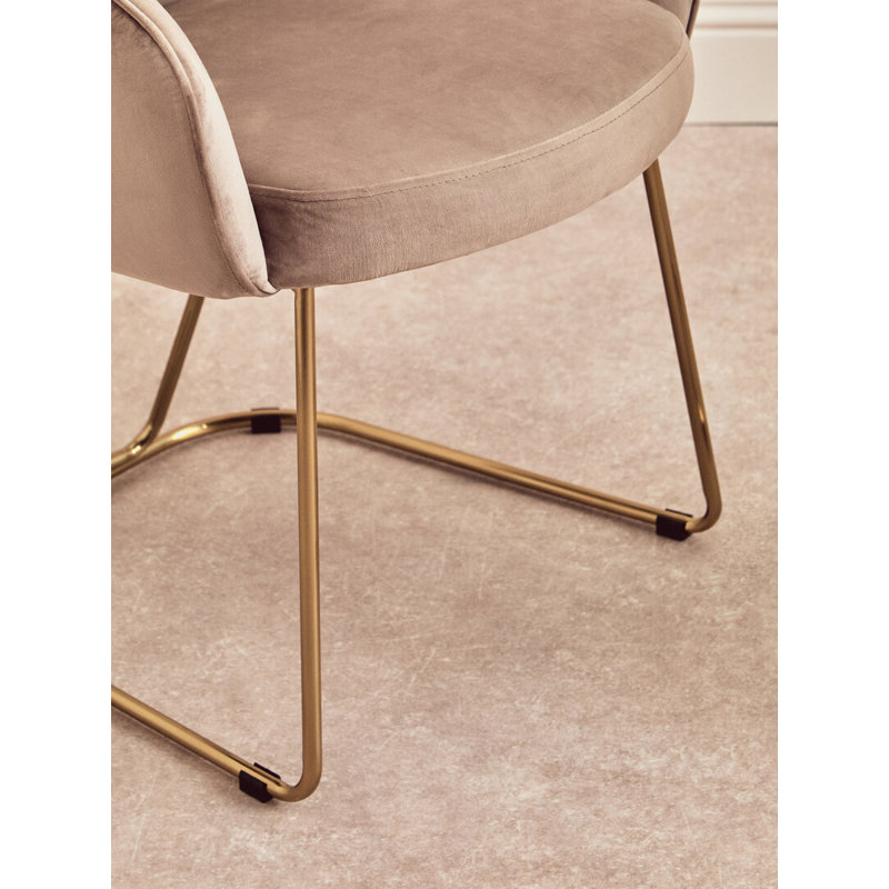 Velvet Upholstered Side Chair, Mink