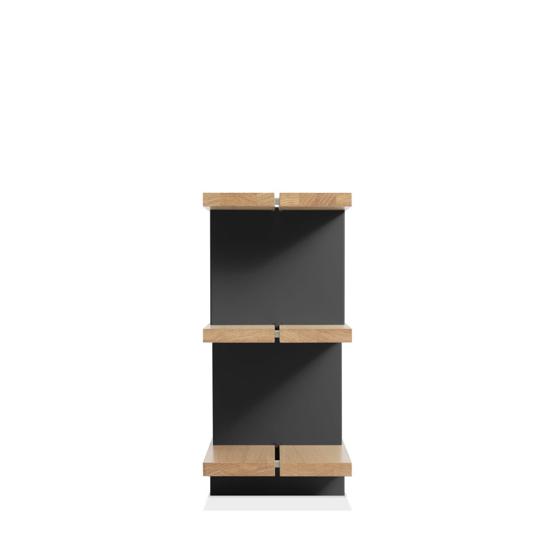 Happy Day Bookcase, White Oak/Oblivion	, (3 Shelves) 29" H x 81" W x 14" D