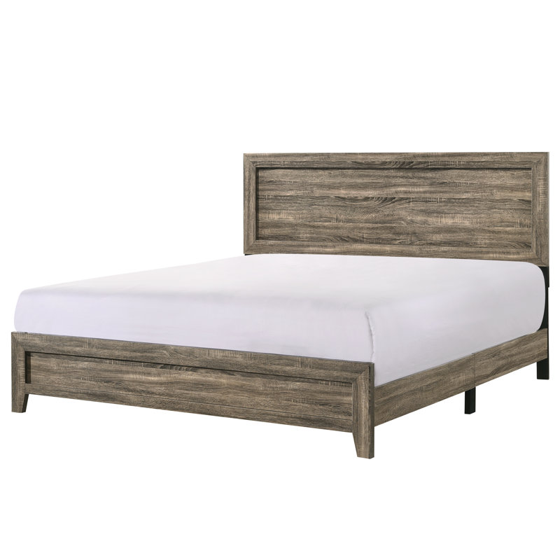 Magnifique meuble de chambre à coucher en bois gris avec lit à panneaux très grand 1 pièce, Très grand lit, Gris