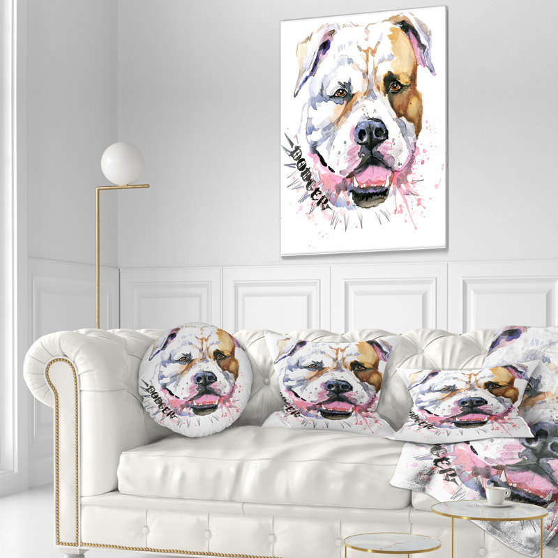 Joli chien avec une gueule ouverte - Coussin décoratif à imprimé animal