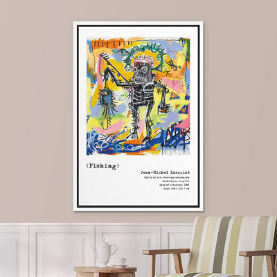 " Basquiat Pop Culture Master Artist Fine Art Illustrations " by Jean-Michel Basquiat Painting Print
