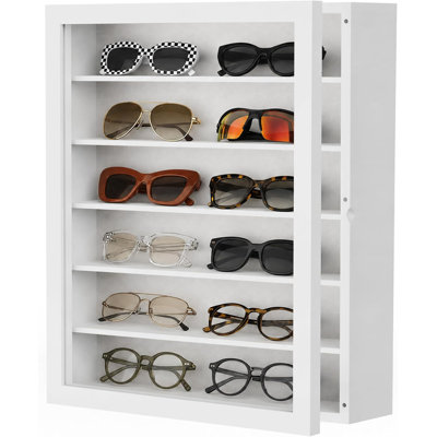 Sunglasses Organizer Storage Wall Mounted, White