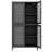Black Metal Cabinet With 4 Shelves And Glass Door Compartments - Freestanding For Office, Living Room, Kitchen Elegant Style 4-shelf Reinforced Tempered Bathroom Storage