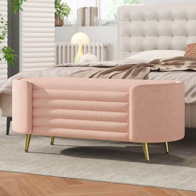 Banc de rangement rembourré Modern, Rose