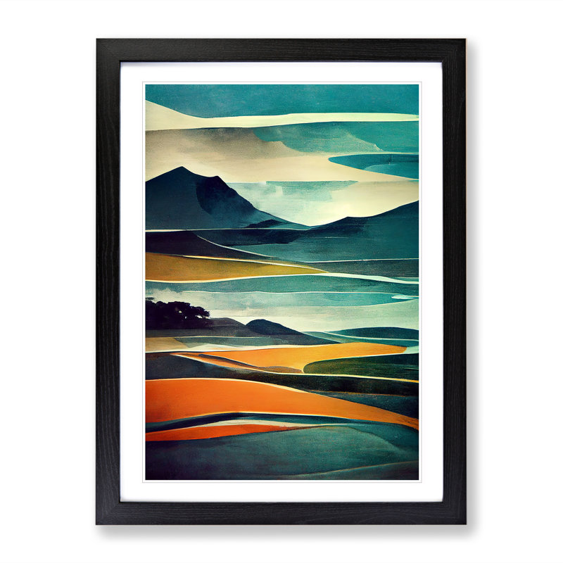 Mountain Landscape Abstract No.1 - Framed Print, 64cm H x 46cm W x 2cm D, Black