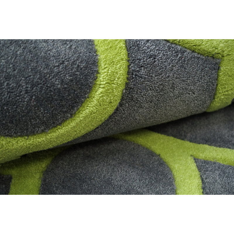 Tapis gris/vert touffeté à la main Marceline, Rectangle 5 pi x 8 pi