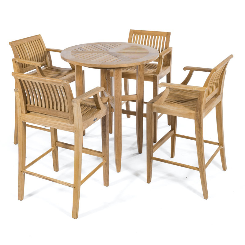 Outdoor Round Teak Bar Table