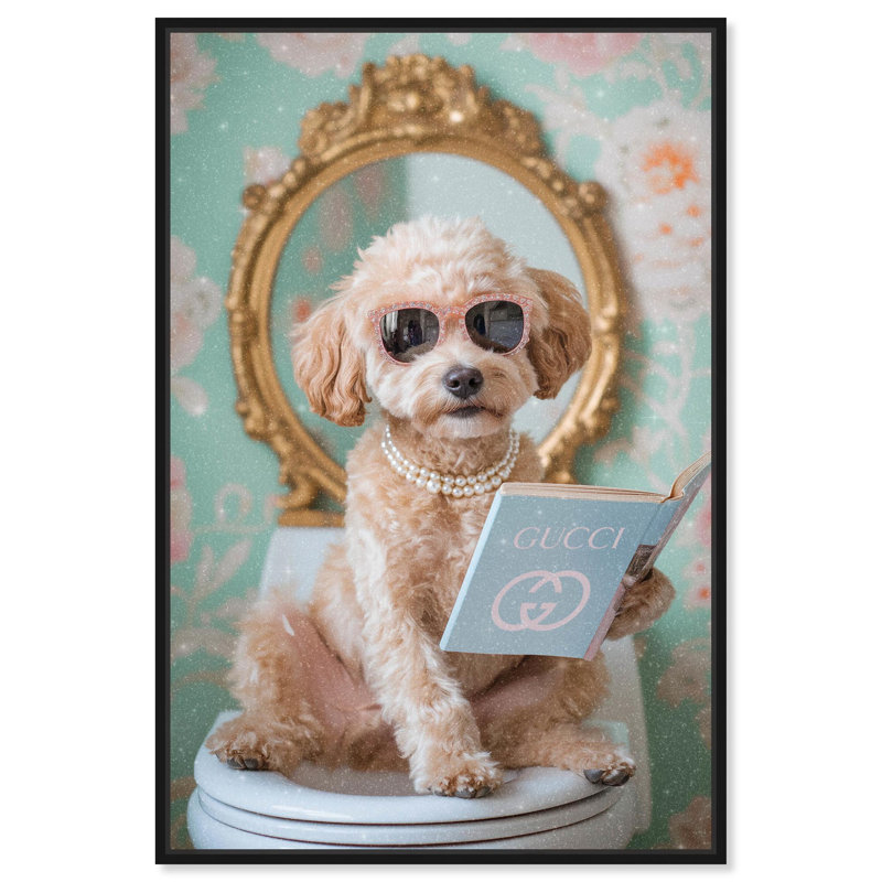 Toile mignonne Goldendoodle, Structure noire, H 16 po x l 11 po