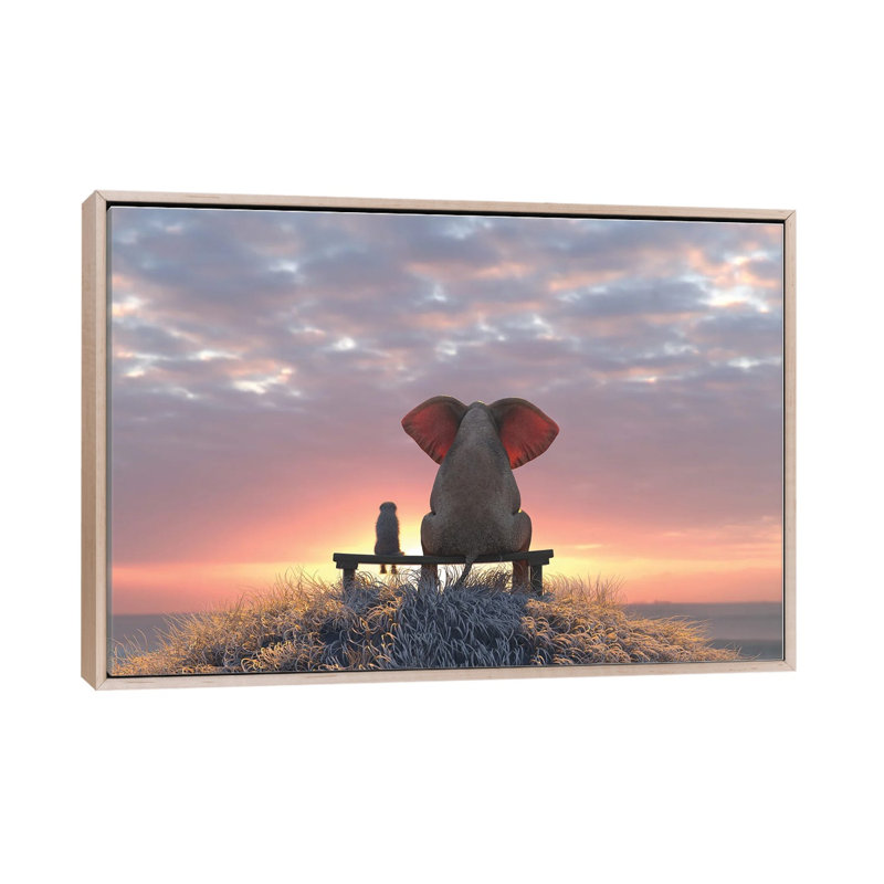 Print on Canvas, 66.04cm H x 101.6cm W x 3.81cm D, Oak Floater Framed
