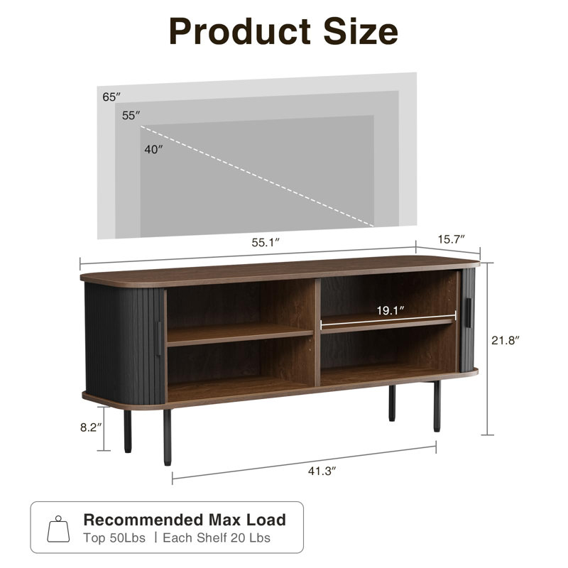 Lilikoi Sideboard, Black/Brown, 21.8" H x 55.1" W x 15.7" D
