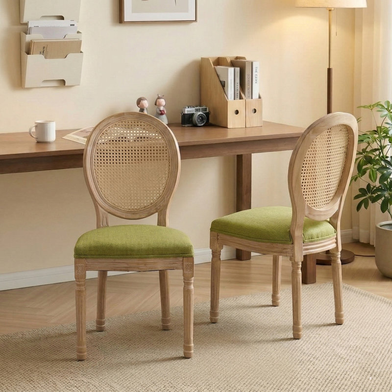 Ensemble de chaises de salle à manger French Country Cane, Vert