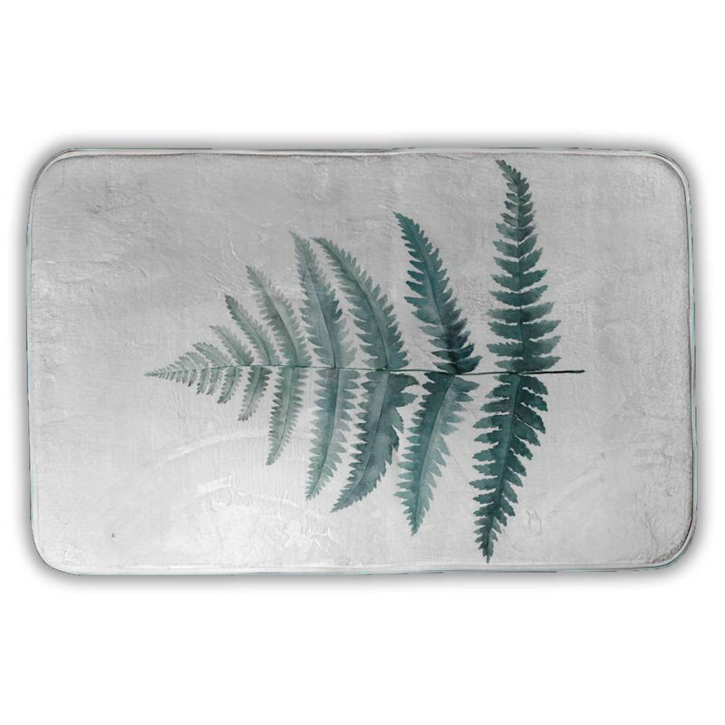 Fern Bath Mat with Non-Slip Backing - Quick Dry Memory Foam Bathroom Rug - Absorbent - Modern Plush Spa-Style - Machine Washable