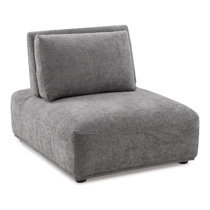 Aukeem 37'' Wide Extendable Armless Chair, Gray Chenille