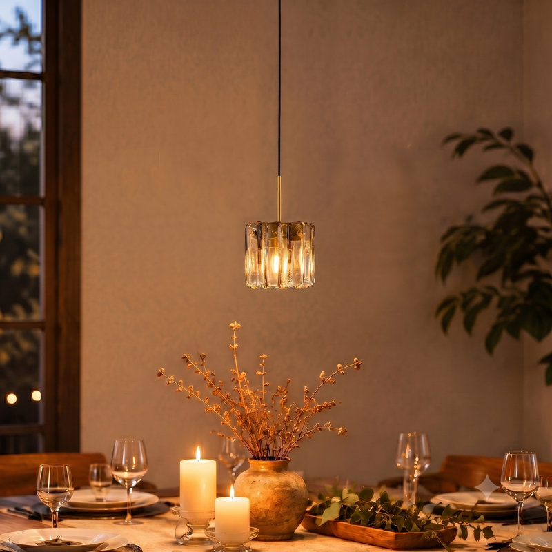 Luminaire suspendu moderne en verre fumé, 1 lumière, Gris
