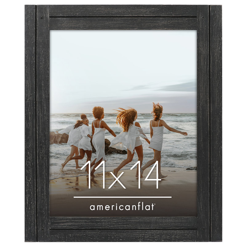 Cadre photo Americanflat rustique - poli, verre transparent, Black, 11 po x 14 po