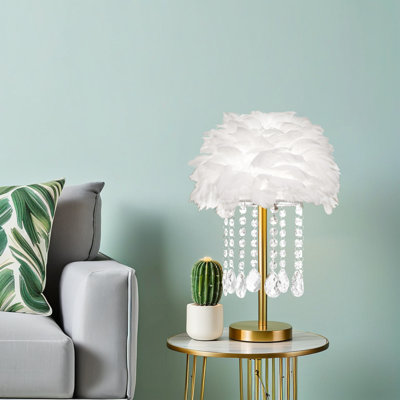 Lampe de table en plumes roses