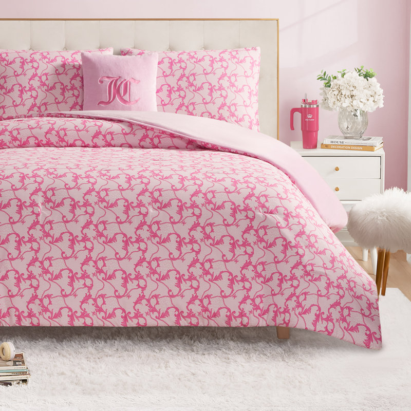 Juicy Couture Solid Plush Reversible Gothic Leopard Comforter Sets, Full/Queen Comforter + 3 AdditionalPiecesIncluded