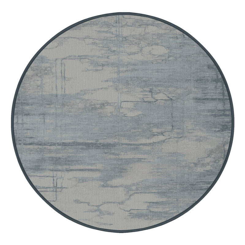 Tapis abstrait gris lavable à la machine, Rond 4 pi