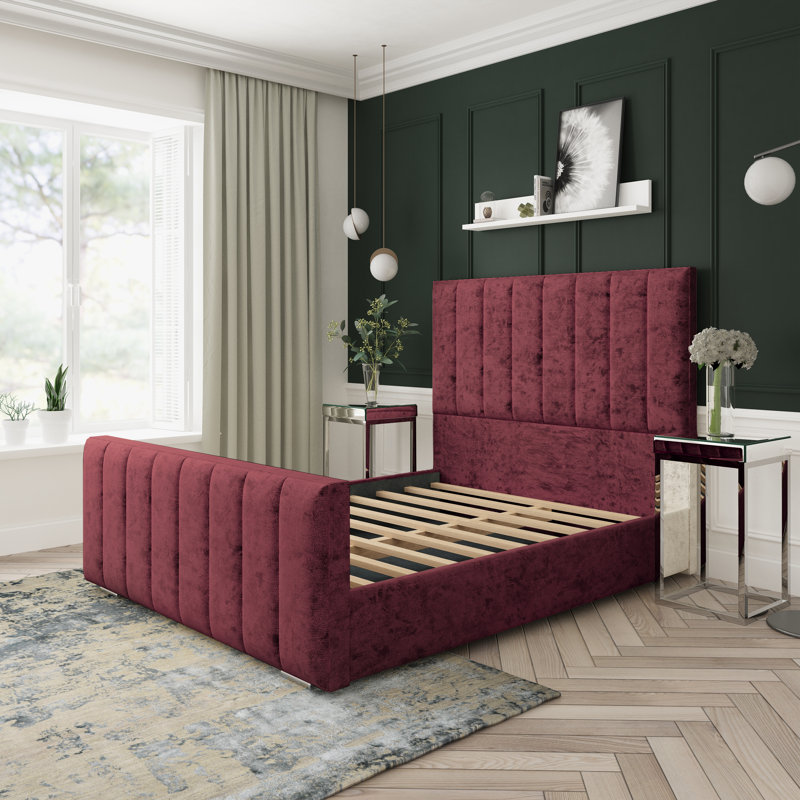 Upholstered Bed, Small Double (4'), Aubergine