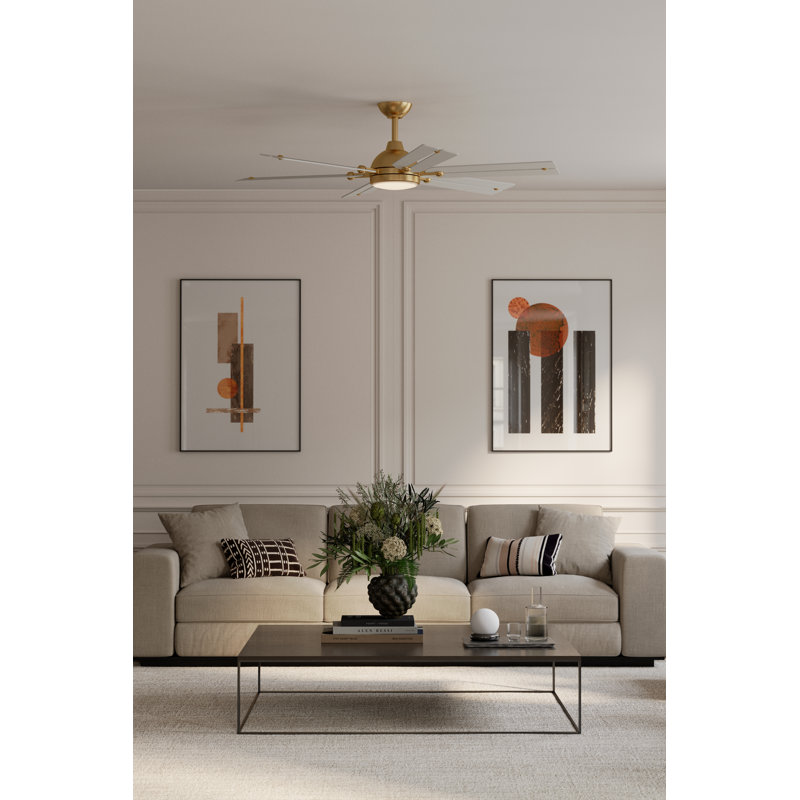 Allegata 56" 5CCT LED Smart Ceiling Fan, Brass, Alabaster White